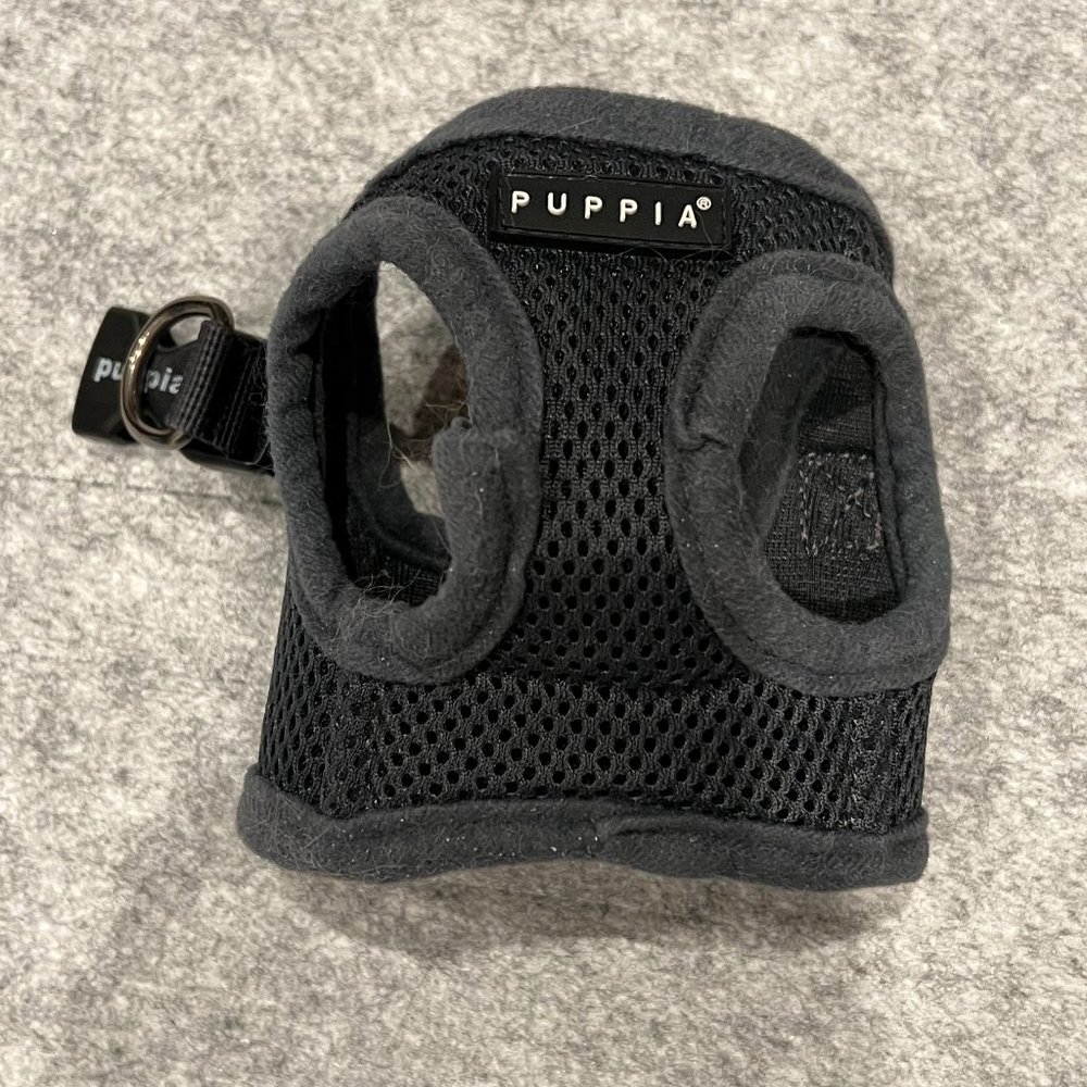 Puppia Vest Polyester Step In Back Clip Dog Harness By Puppia. Black-XS